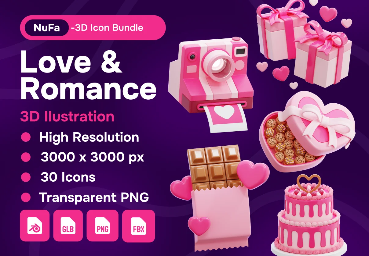 Love and Romance V2 3d Icon Set