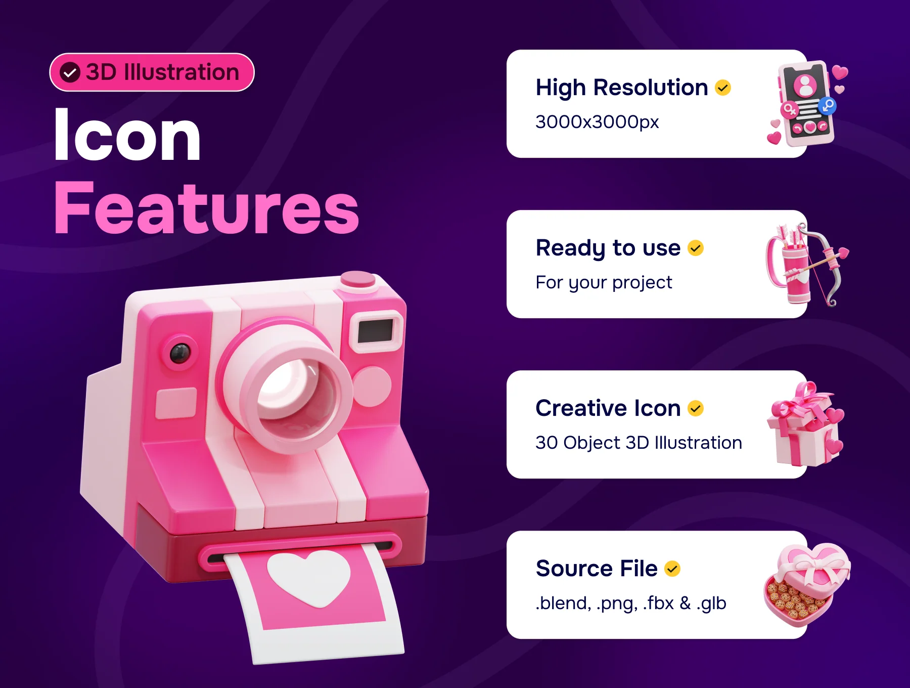 Love and Romance V2 3d Icon Set 2