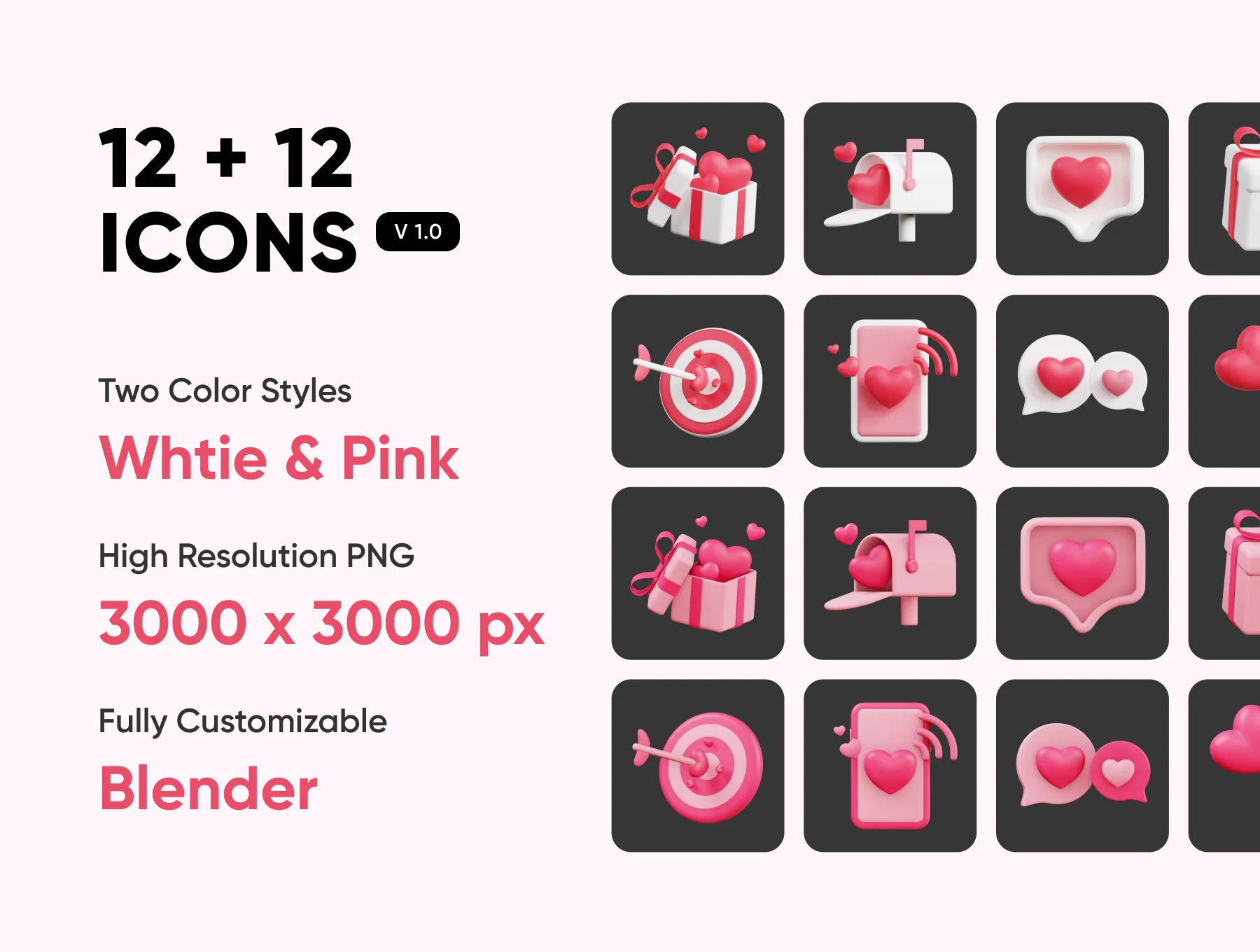 Love and Valentines Day 3d Icons Pack 2