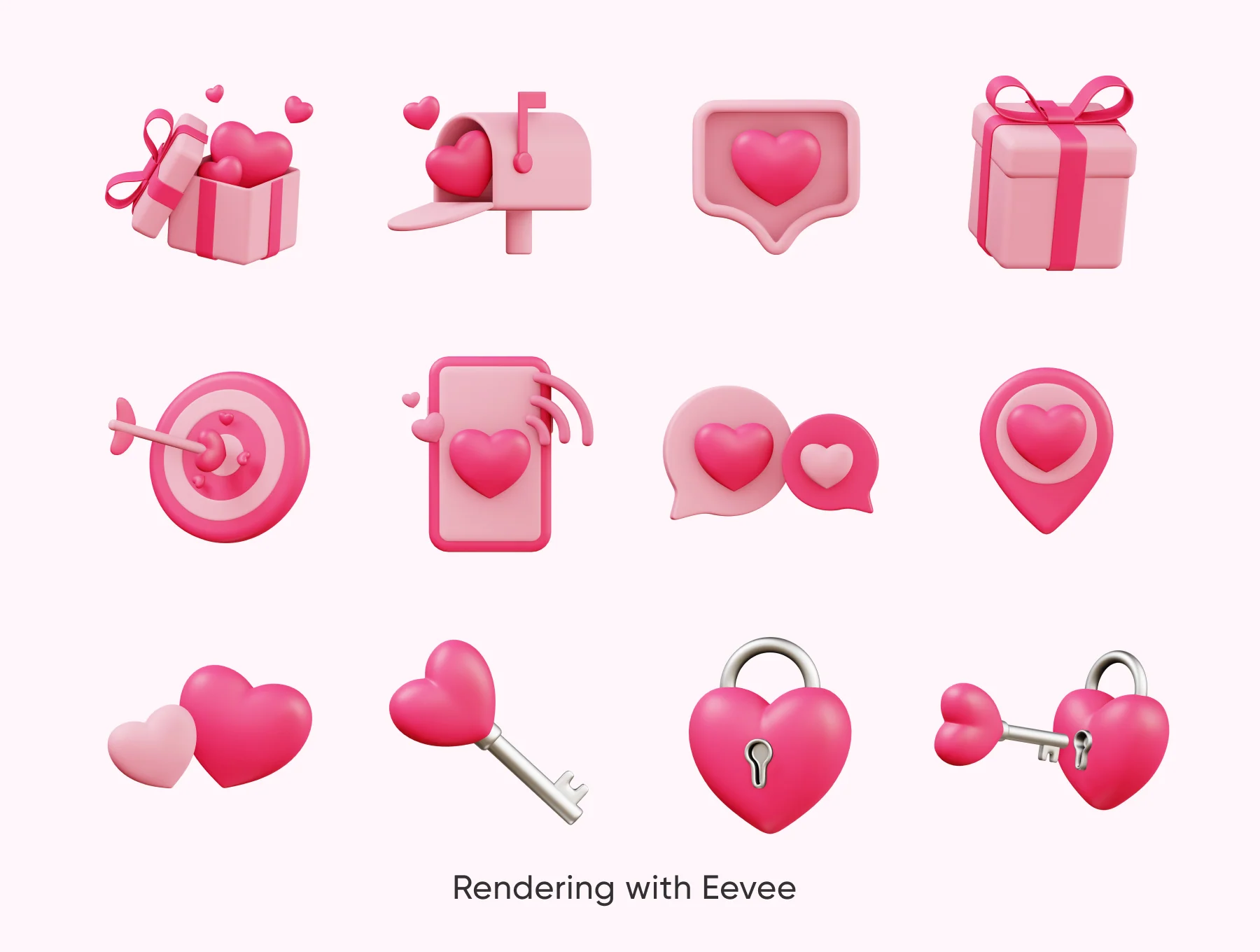 Love and Valentines Day 3d Icons Pack 6