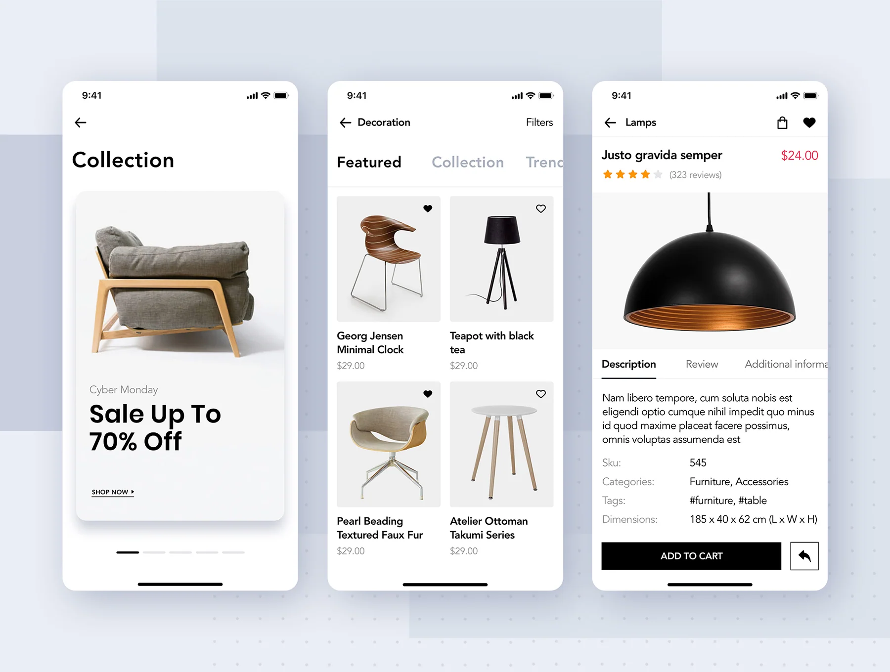 Loza - Furniture Shop App UI Kit 9