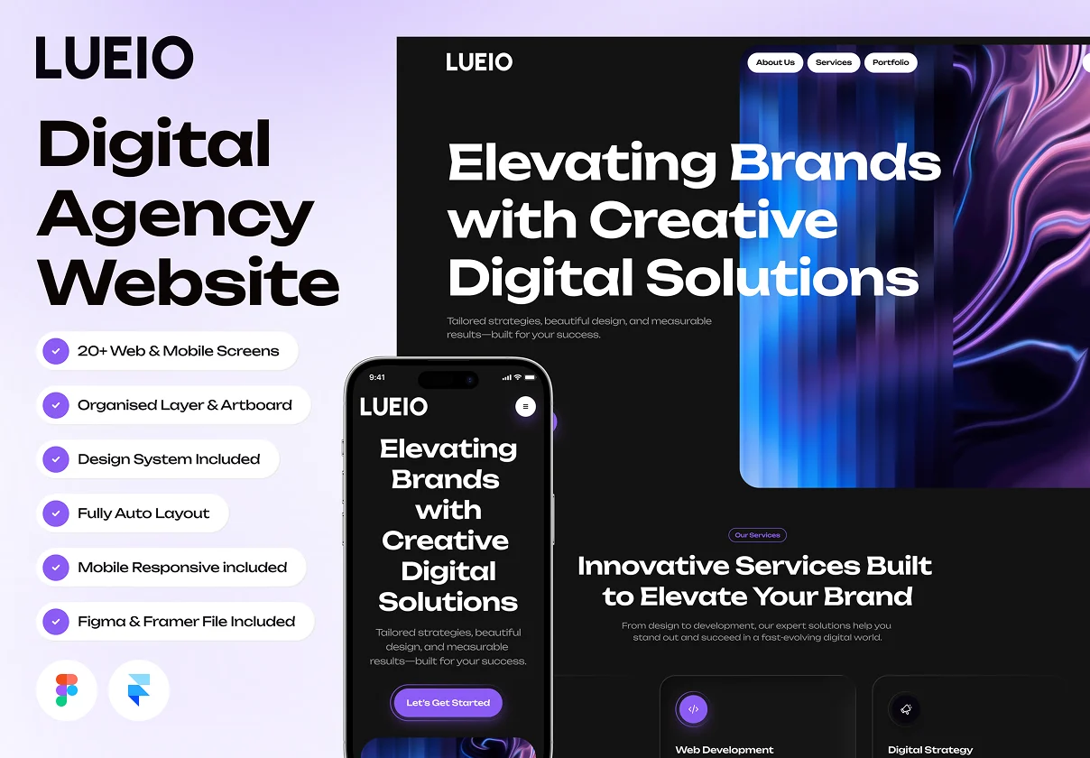 LUEIO - Digital Agency Website Framer Template