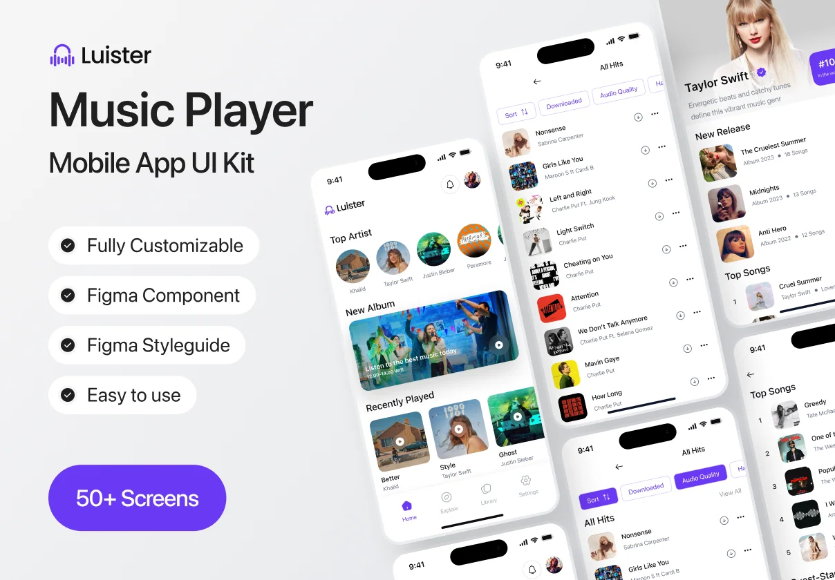 Luister - Music Player Mobile App UI Kit