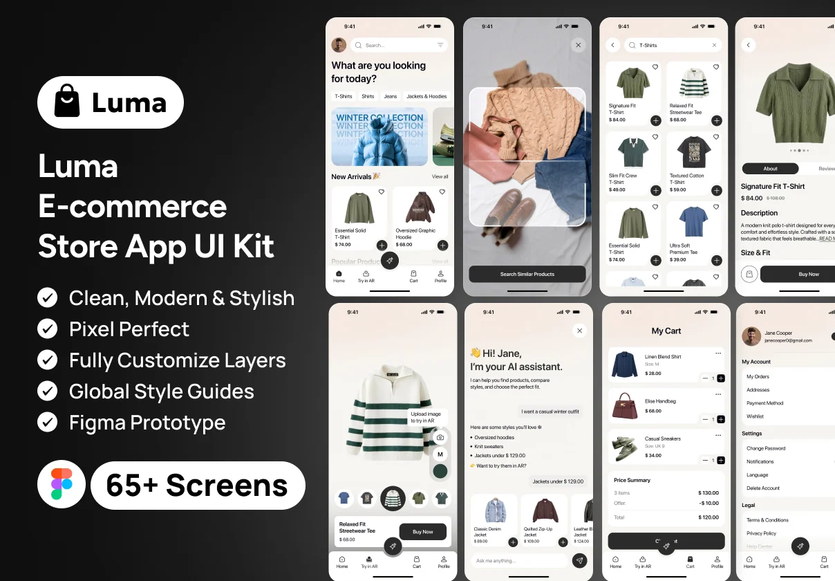 Luma – Modern E-commerce Mobile App UI Kit
