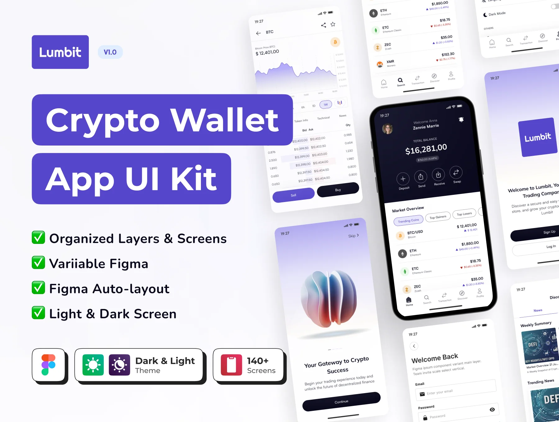 Lumbit - Crypto Wallet Premium App UI KIT