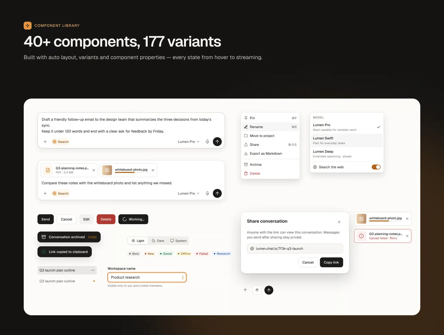 Lumen — AI Chat UI Kit & Design System 2