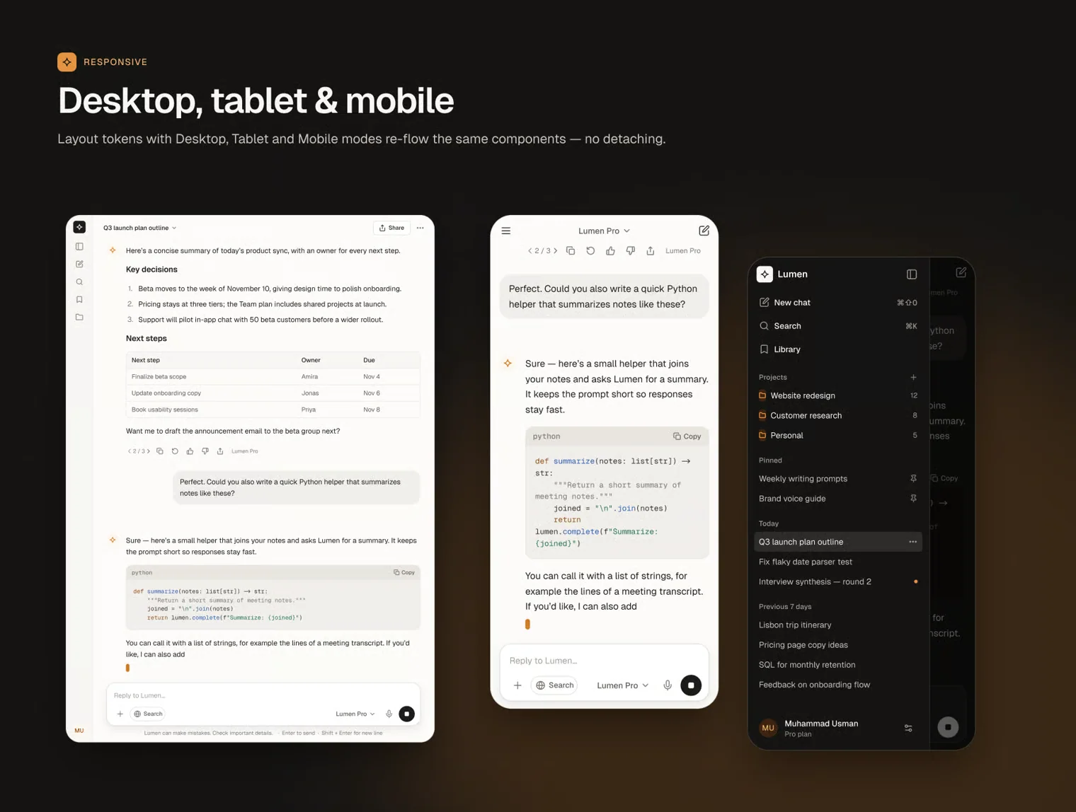 Lumen — AI Chat UI Kit & Design System 6