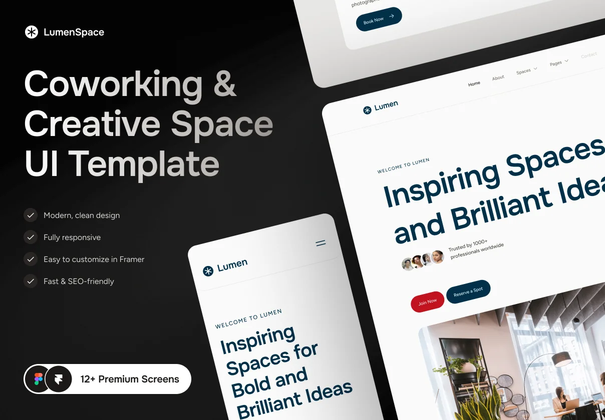 LumenSpace – Coworking & Creative Space UI Template