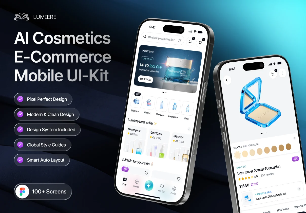 Lumiere - AI Cosmetics E-Commerce Mobile UI-Kit
