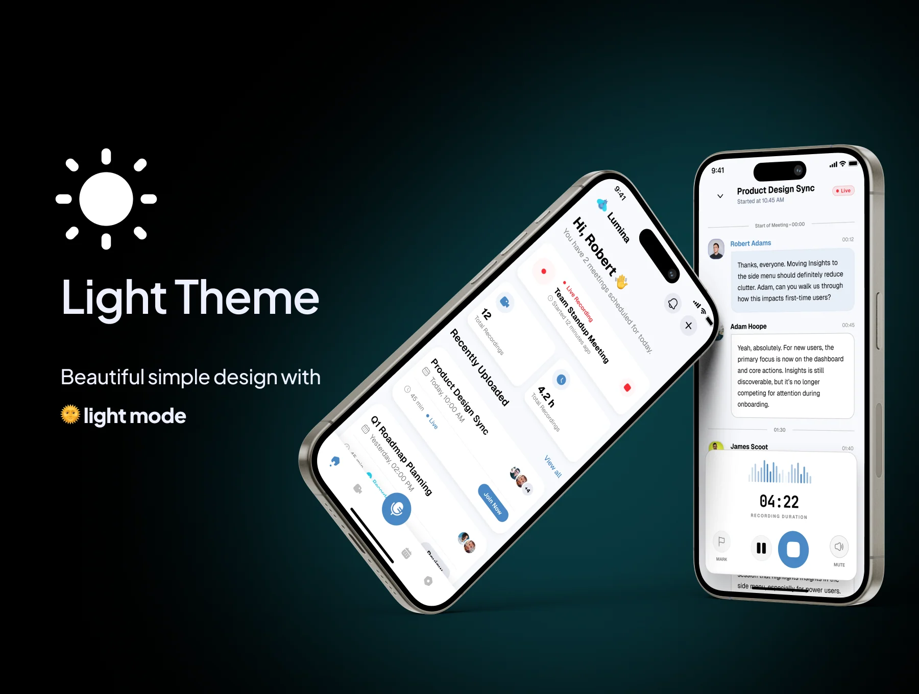 Lumina AI - AI Notetaker & Meeting Assistant Mobile App UI Kit 6