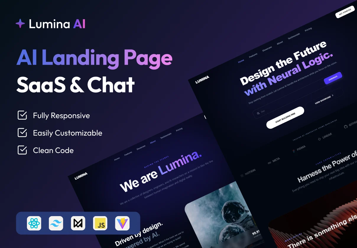Lumina AI - SaaS & Chat React Template