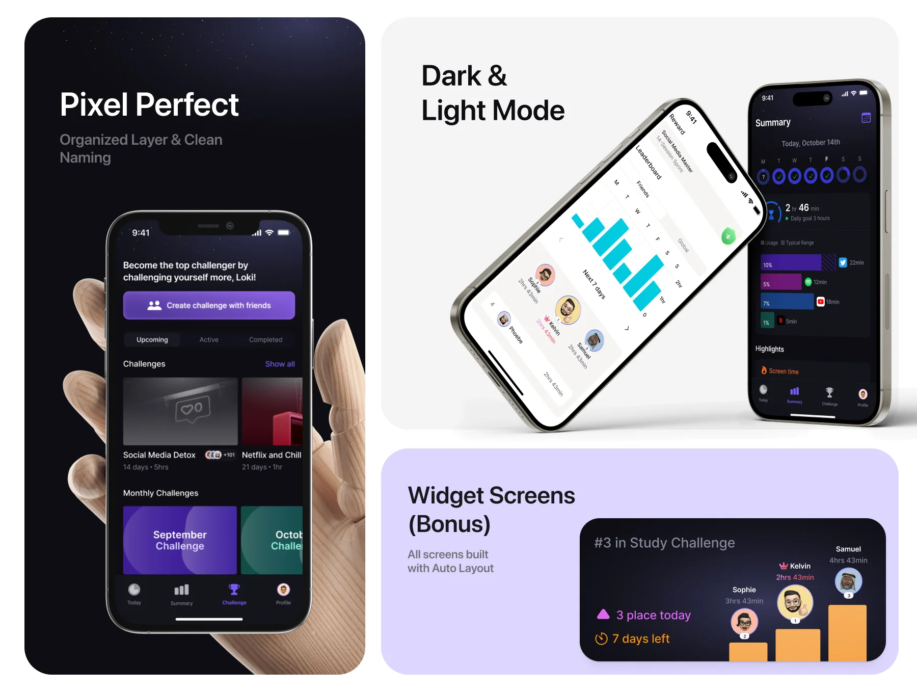 Lumina - Time Tracking Productivity App iOS UI Kit for Figma 2