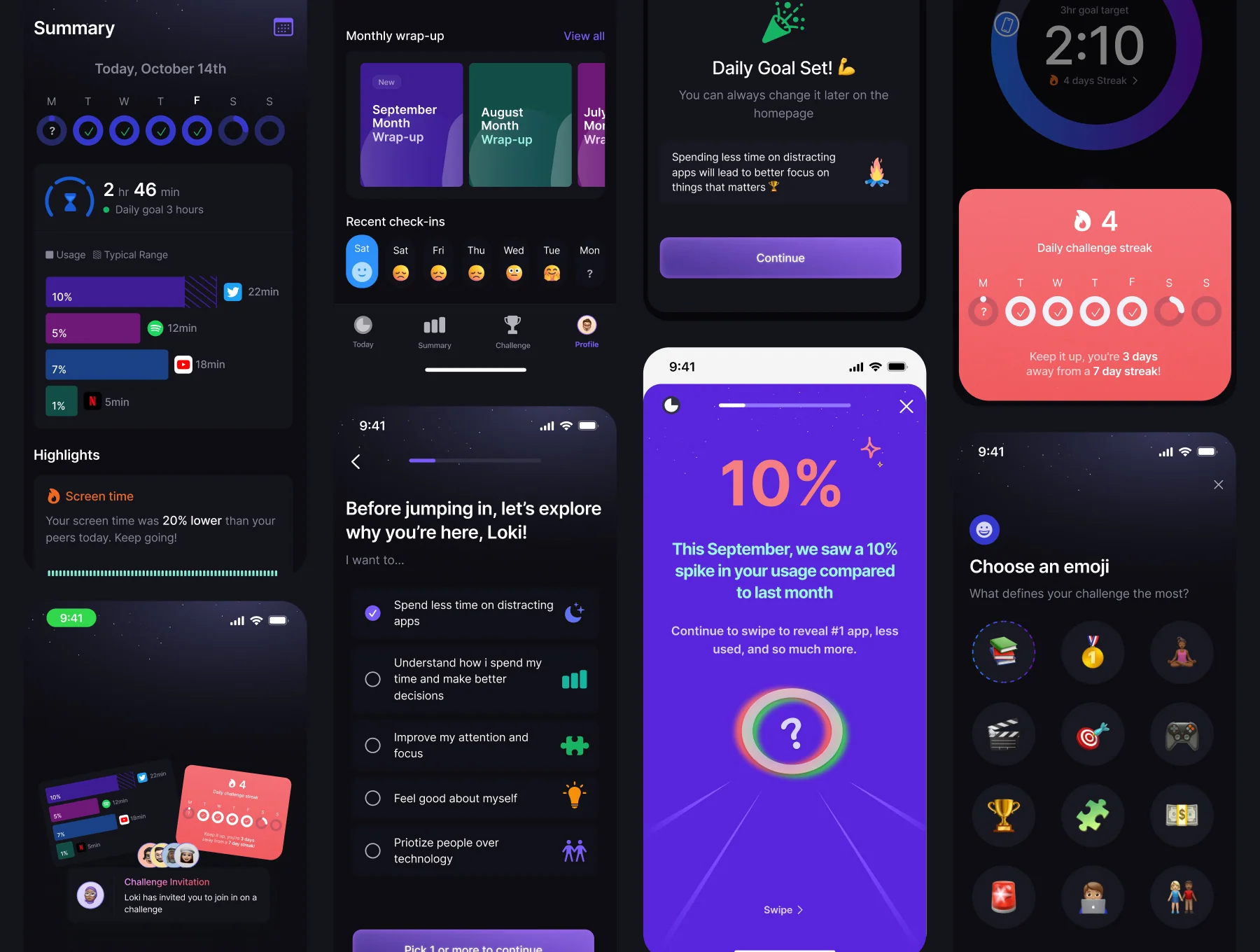 Lumina - Time Tracking Productivity App iOS UI Kit for Figma 5