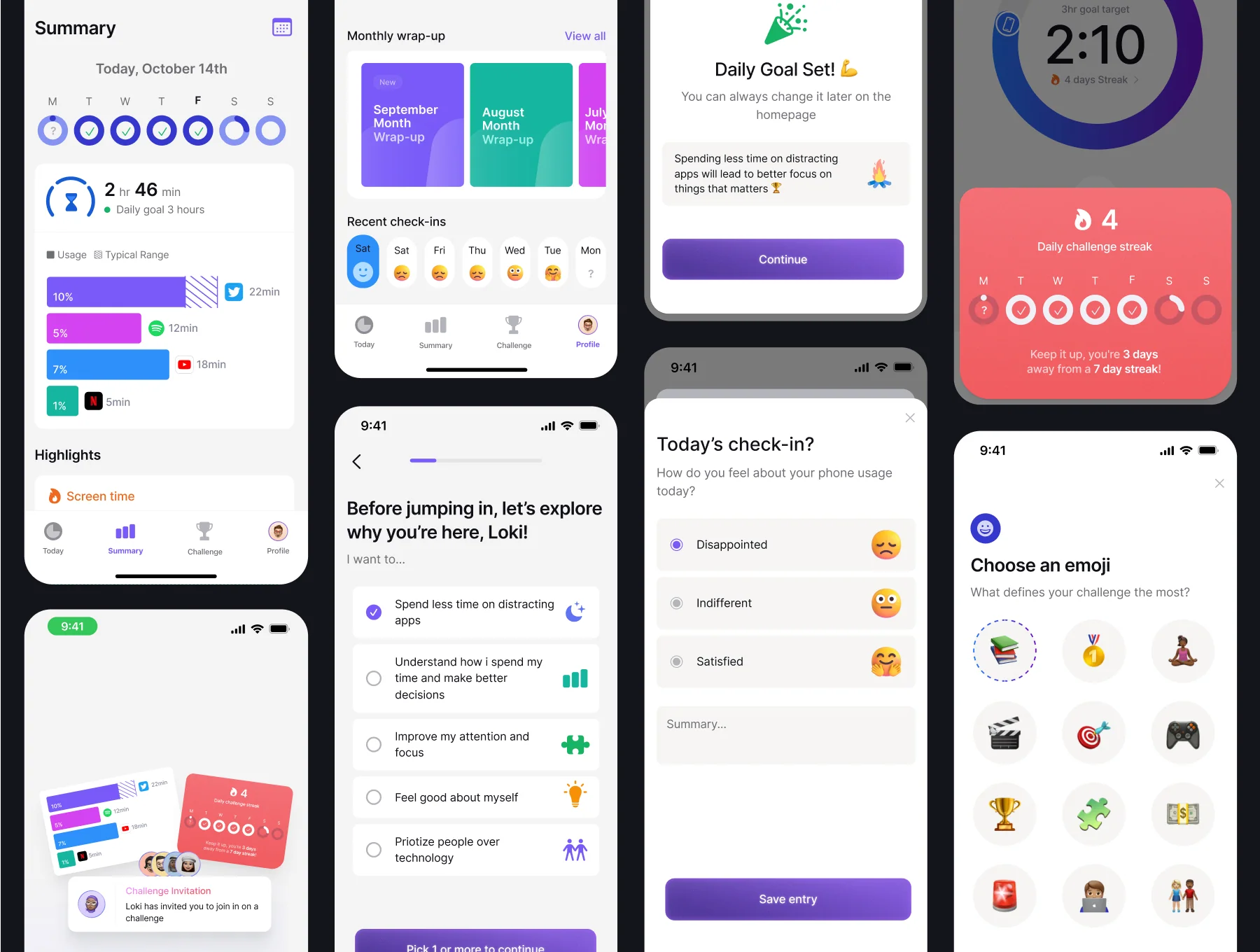 Lumina - Time Tracking Productivity App iOS UI Kit for Figma 6