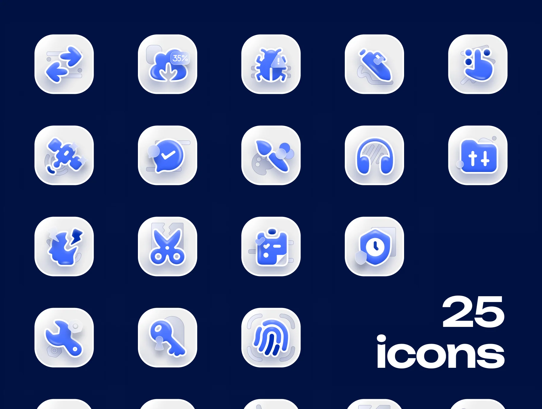 Lumio — 25 Digital  Icons: 3D Glass Style 2