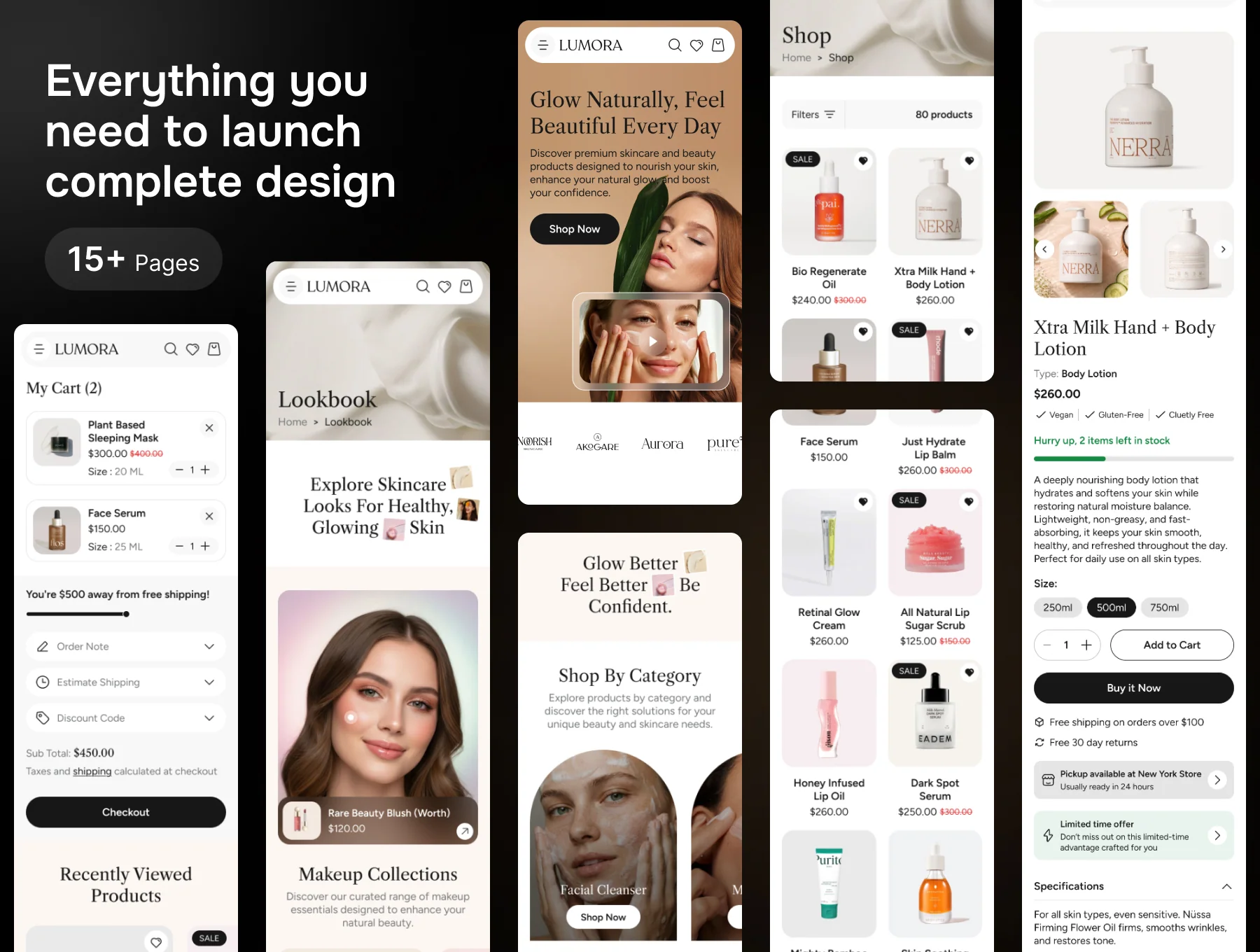 Lumora – Natural Skincare E-commerce Website Template UI Kit 3