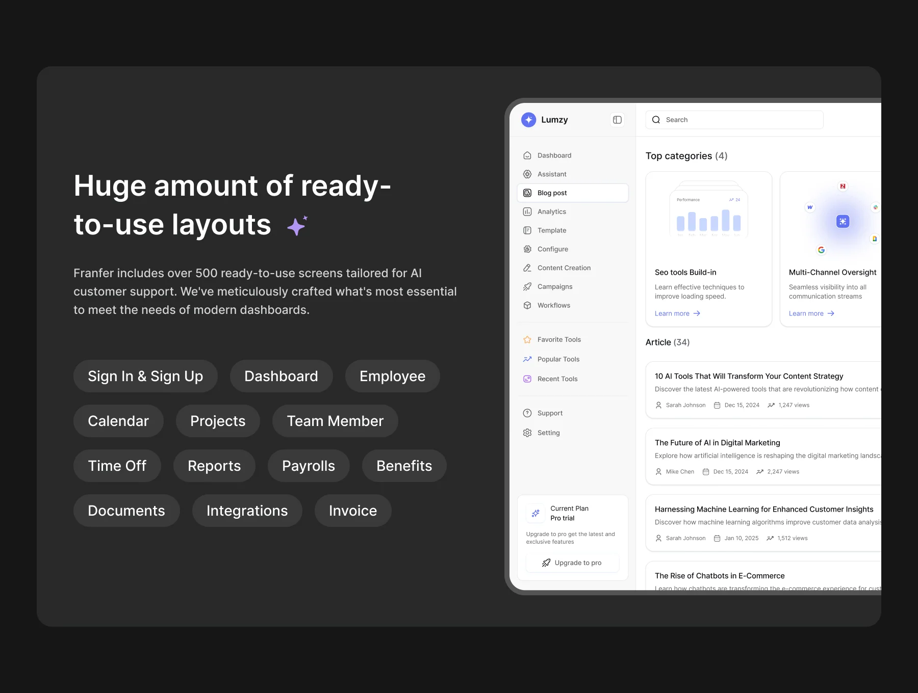 Lumzy – AI SEO & Content Marketing UI Kit 3