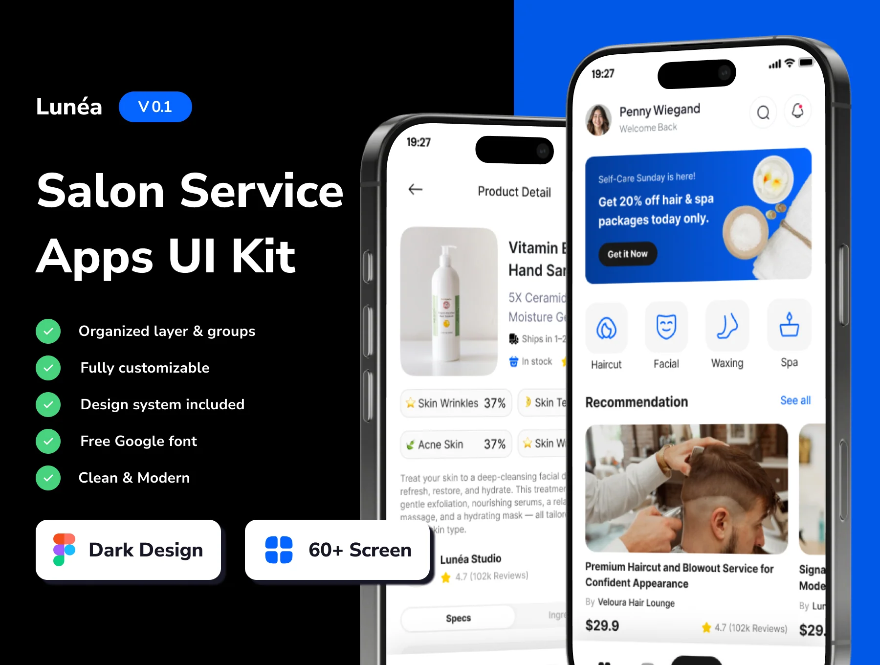 Lunéa - Salon Service Mobile App UI Kits