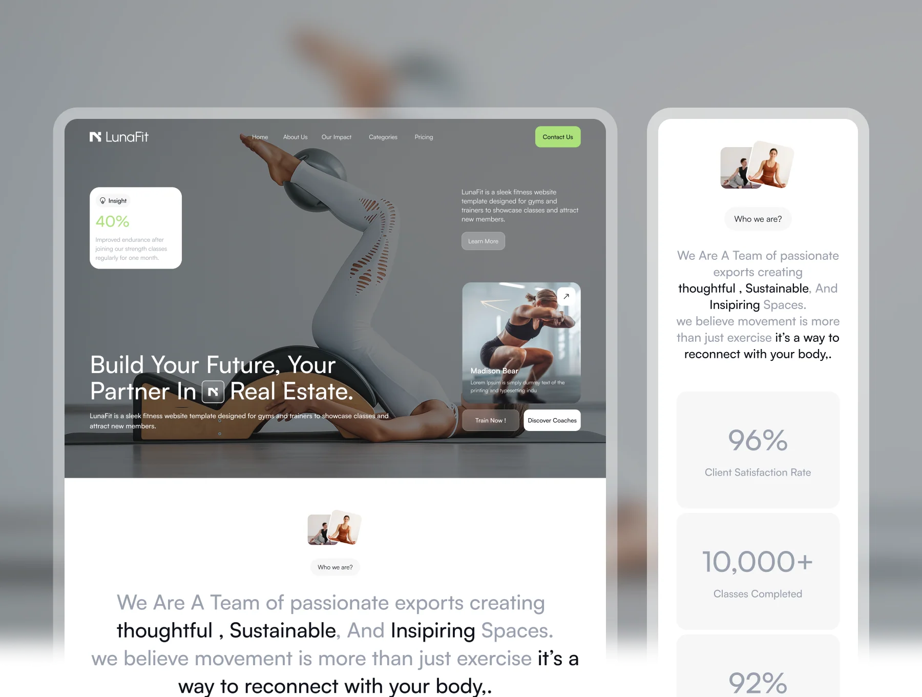 LunaFit – Fitness & Gym Framer Template 5