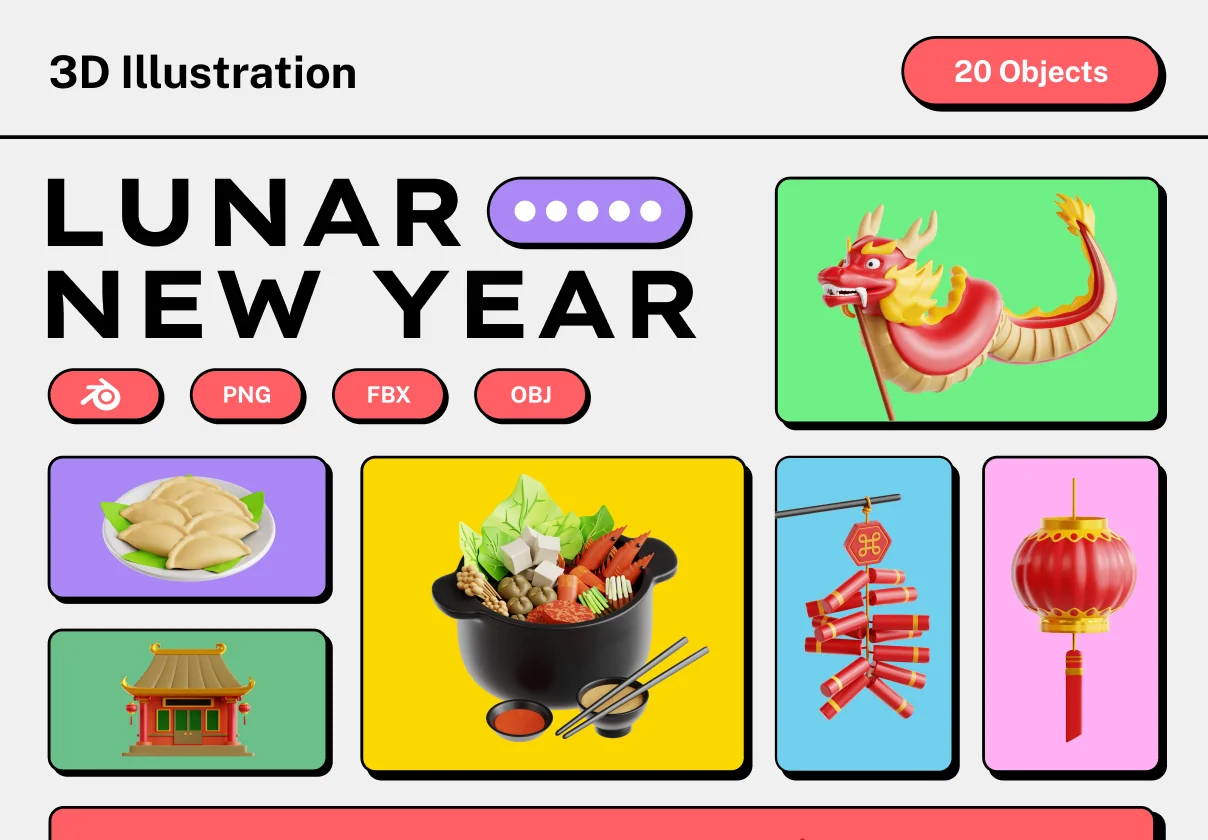 Lunar New Year 3D Icon Set