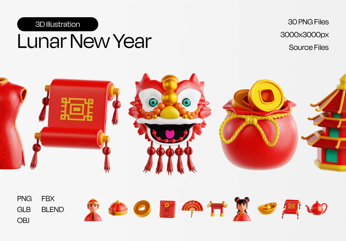 Lunar New Year 3D Illustration