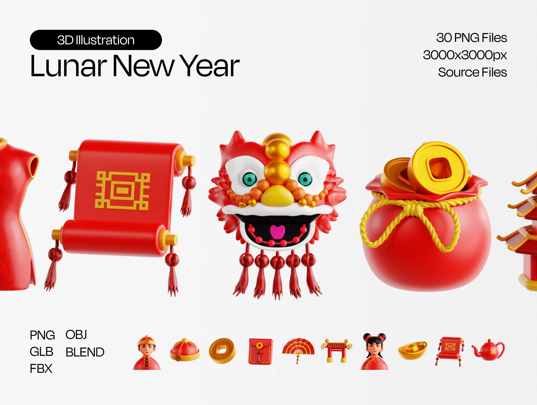 Lunar New Year 3D Illustration