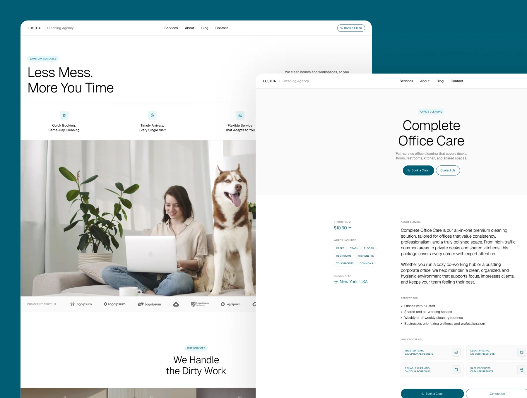 LUSTRA – Cleaning Agency Website 2
