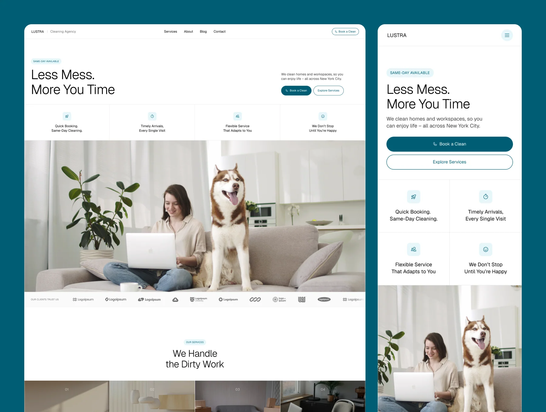 LUSTRA – Cleaning Agency Website 3