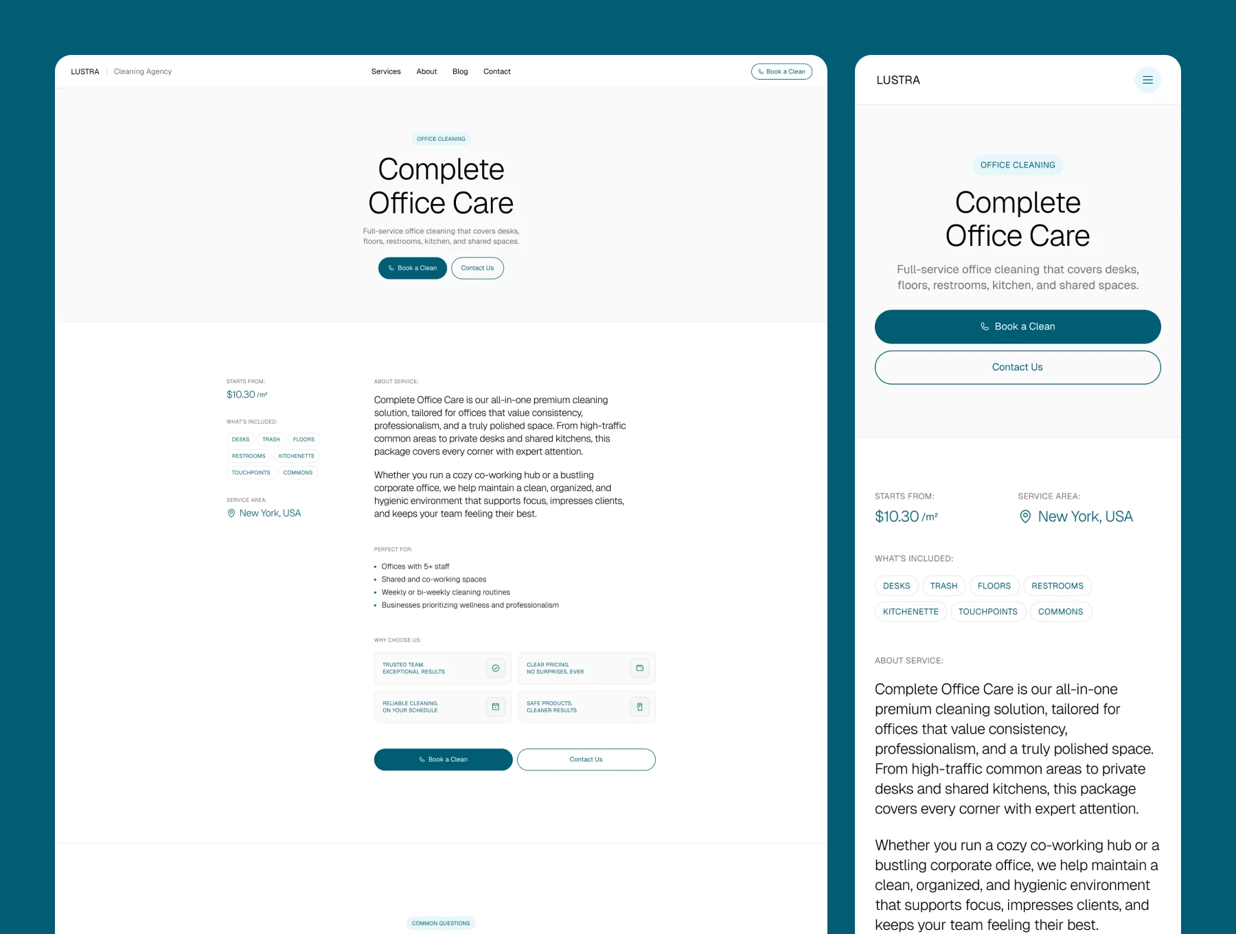 LUSTRA – Cleaning Agency Website 4