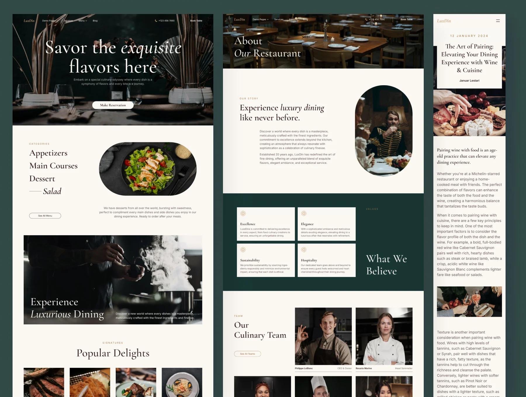 LuxDin - Luxury Restaurant Website Framer Template
