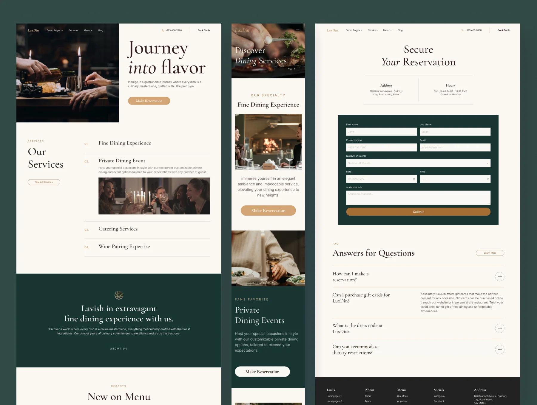 LuxDin - Luxury Restaurant Website Framer Template 5