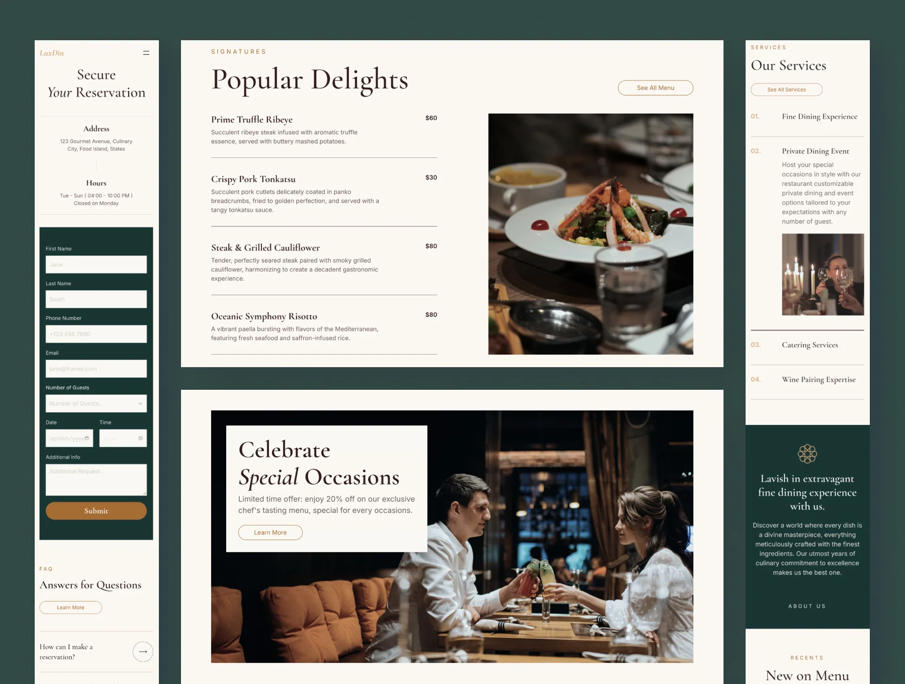LuxDin - Luxury Restaurant Website Framer Template 6
