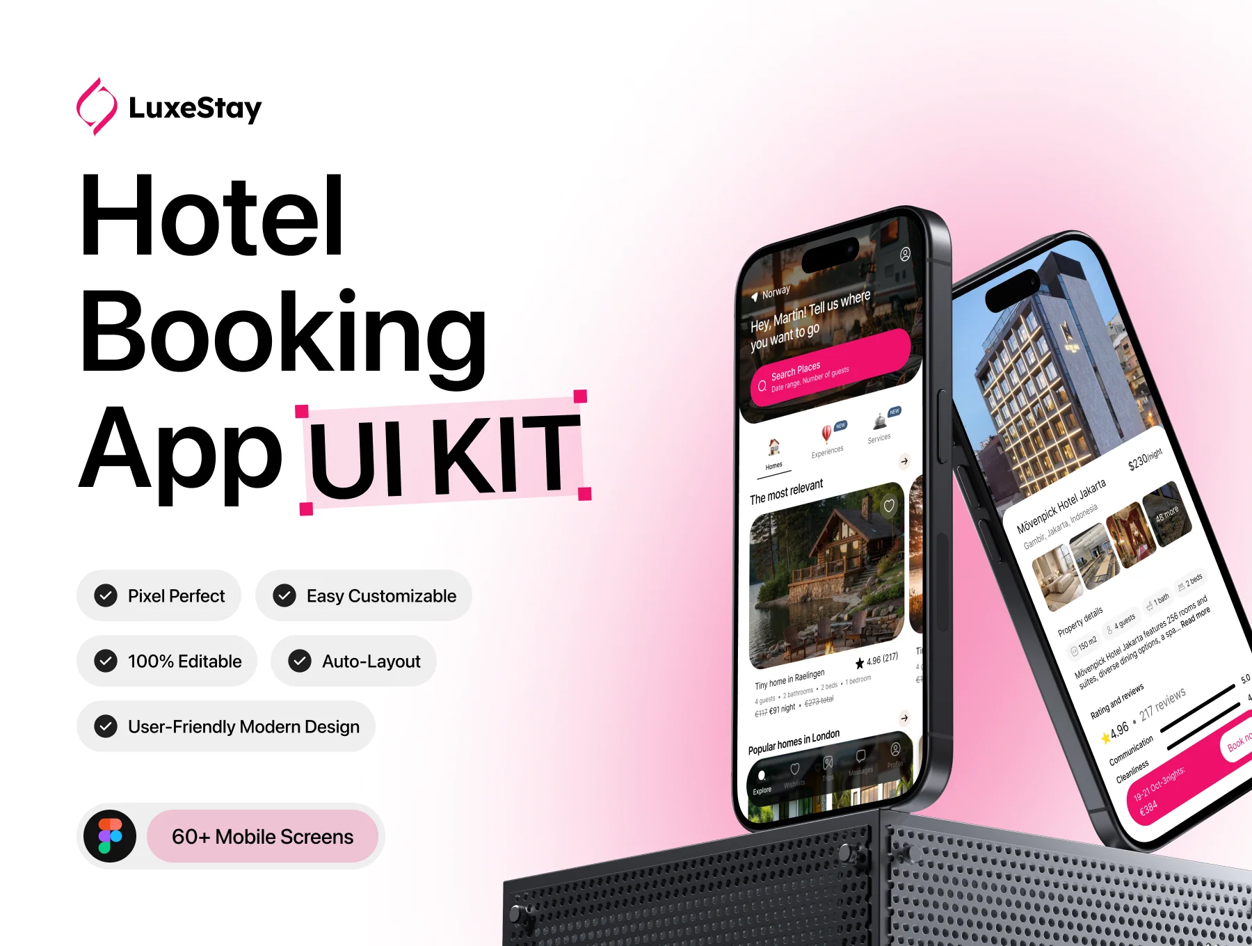 LuxeStay – Hotel Booking App UI Kit