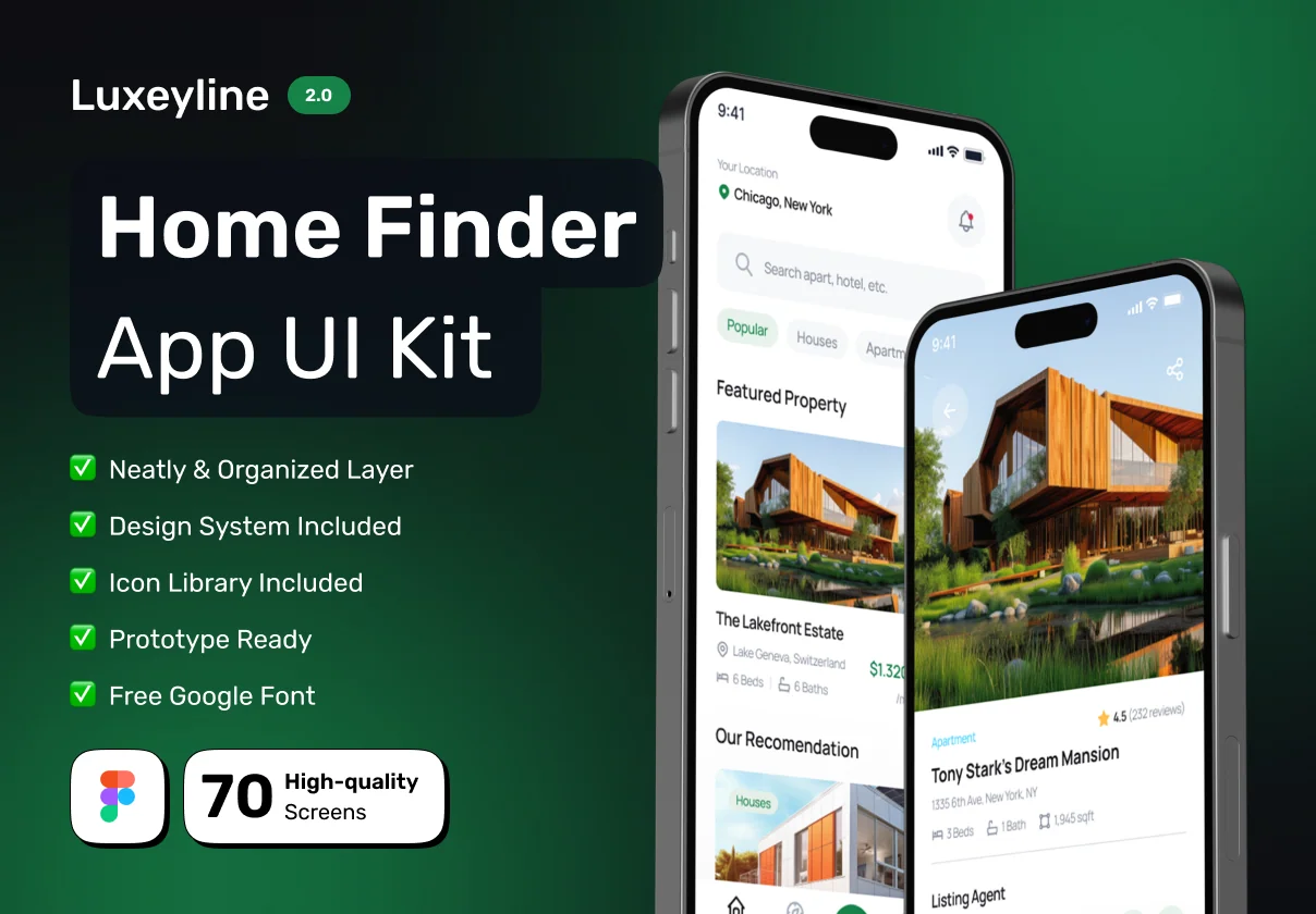 LUXEYLIN - Real Estate & Home for Sale App UI Kit
