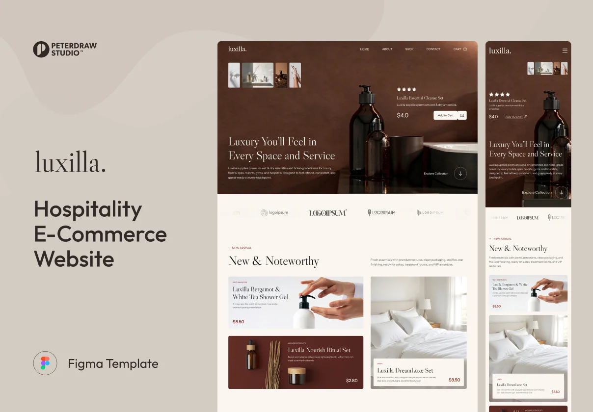 Luxilla - Hospitality E-Commerce Website UI Figma Template
