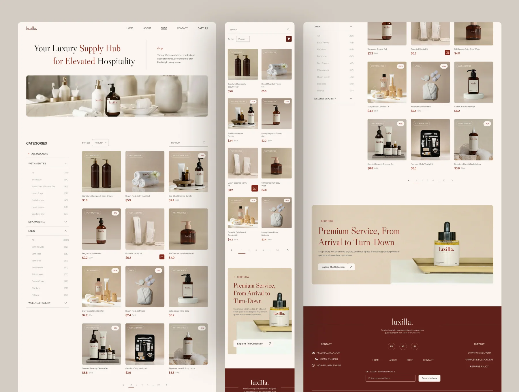 Luxilla - Hospitality E-Commerce Website UI Figma Template 3