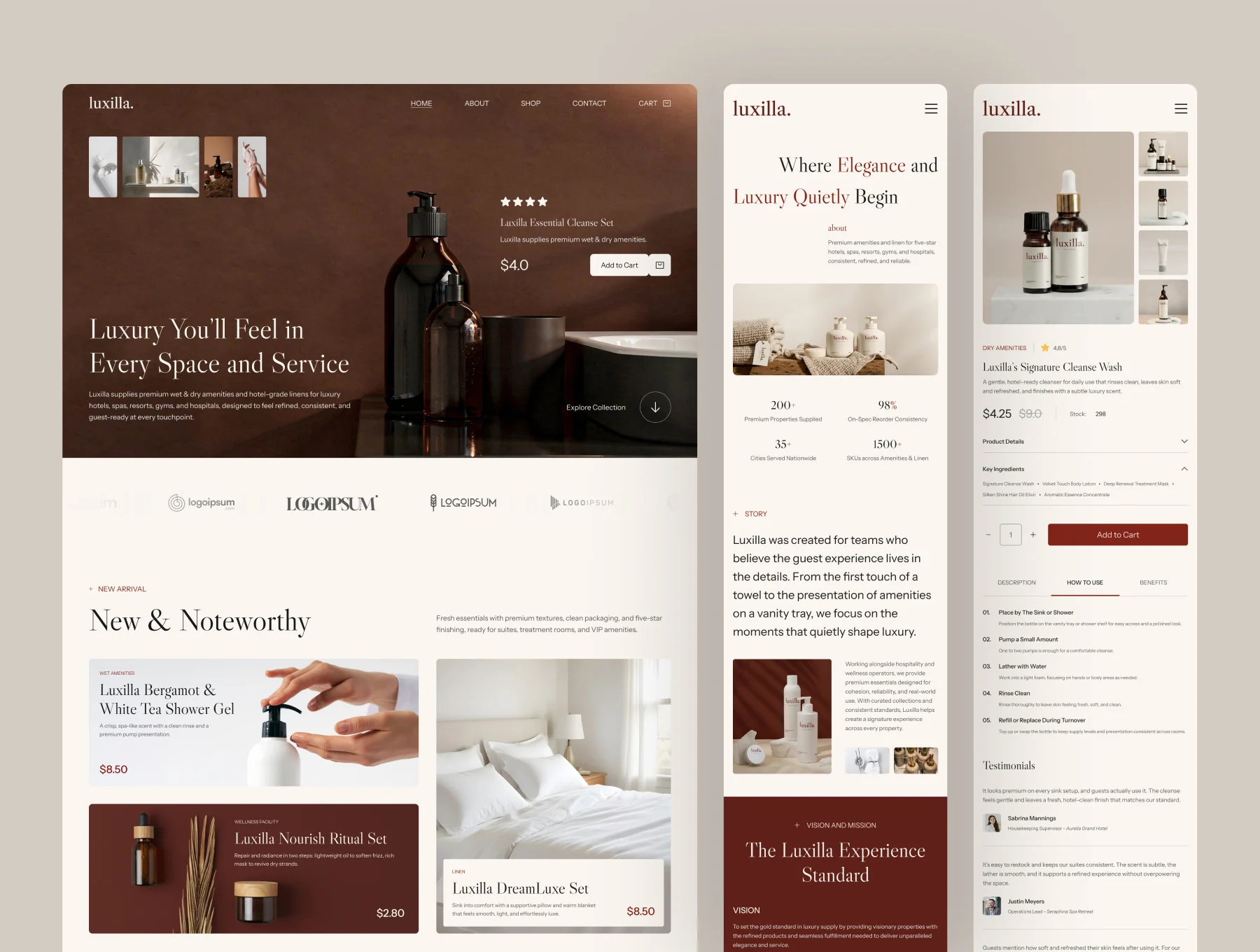 Luxilla - Hospitality E-Commerce Website UI Figma Template 6