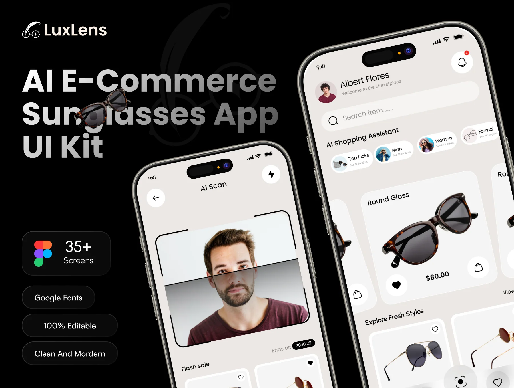 LuxLens - AI E-Commerce Sunglasses App UI Kit