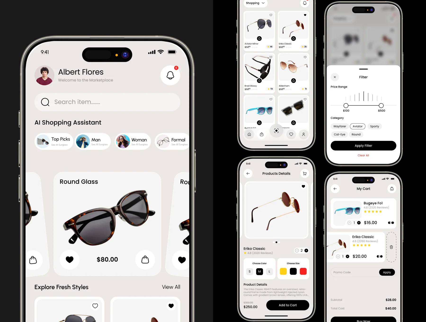 LuxLens - AI E-Commerce Sunglasses App UI Kit 3