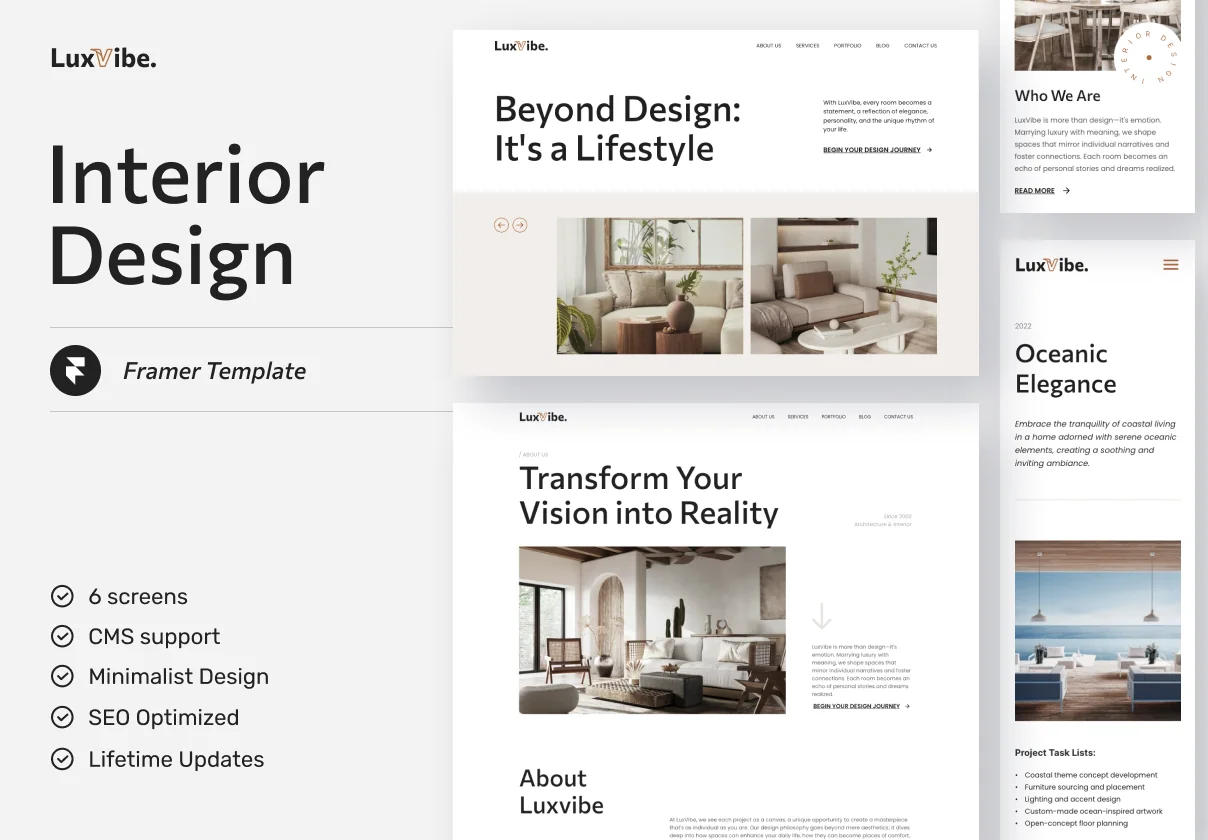 Luxvibe - Interior Design Website Framer Template