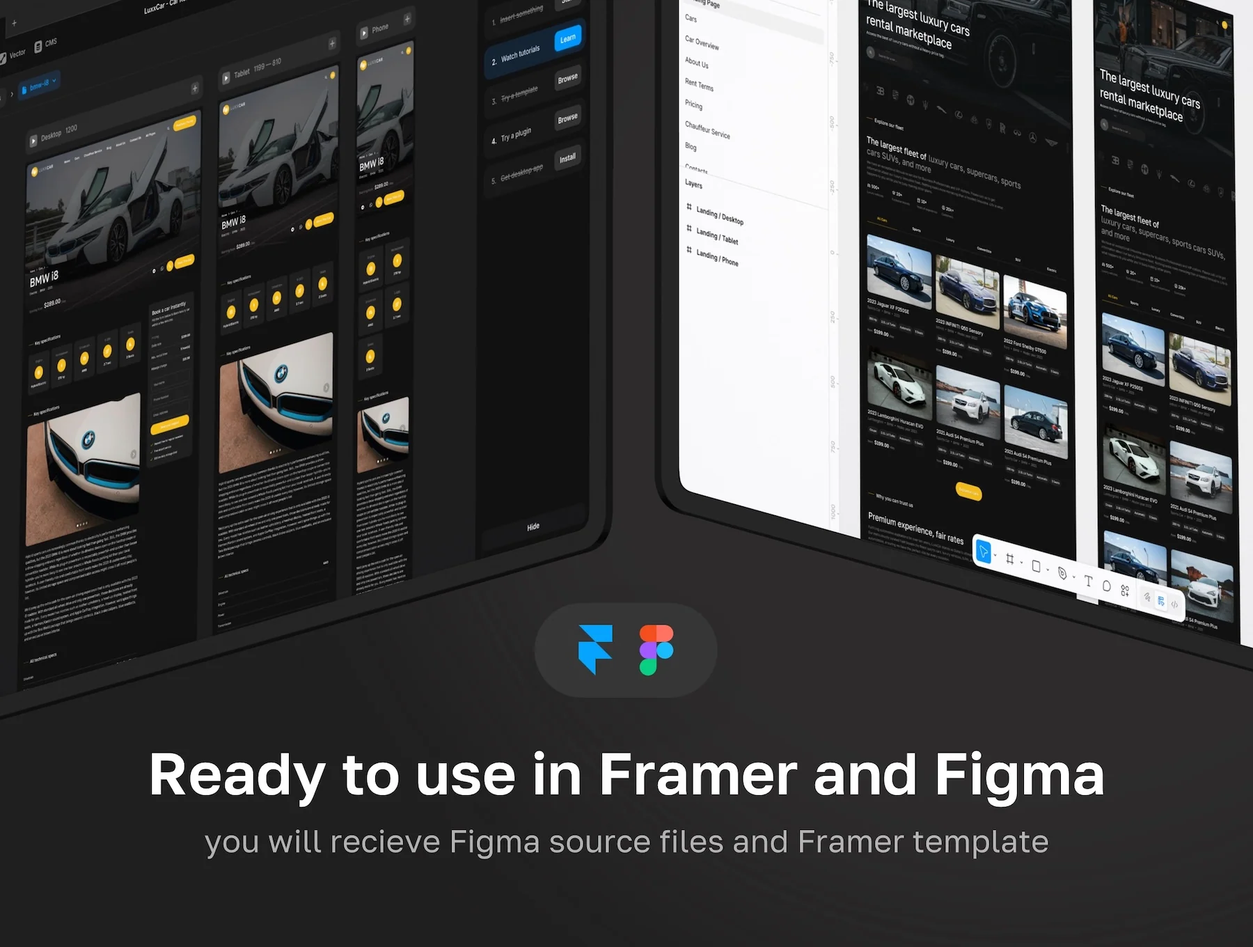 LuxxCar - car rental and auto dealership template for Framer 5