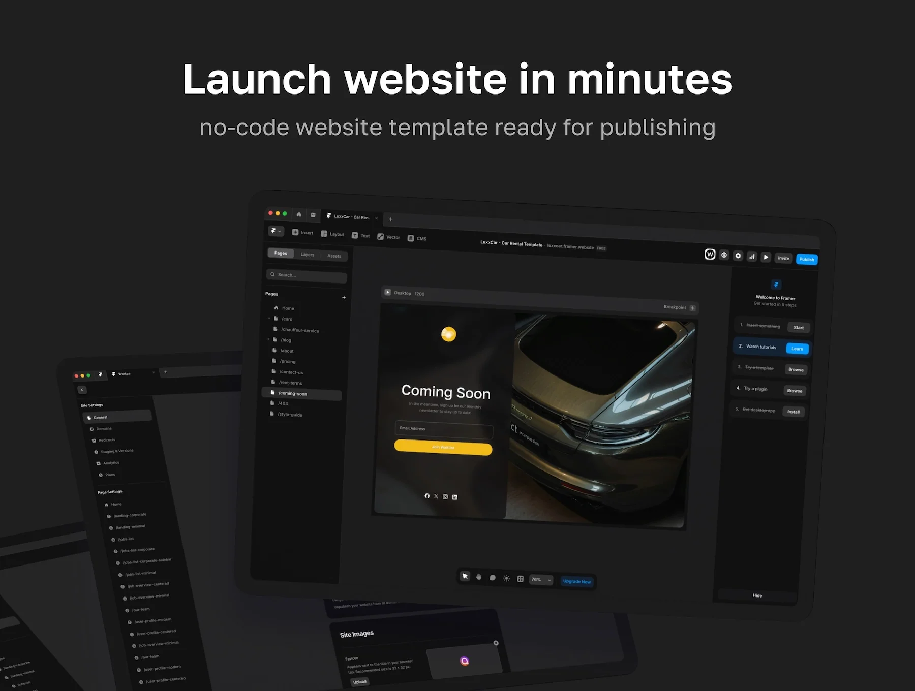 LuxxCar - car rental and auto dealership template for Framer 7