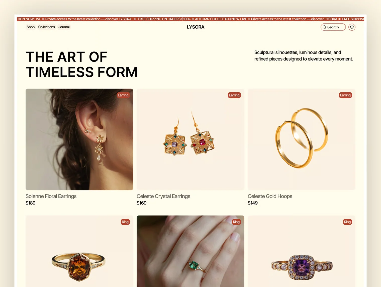 Lysora — Luxury Jewelry & E-commerce Framer Template 5