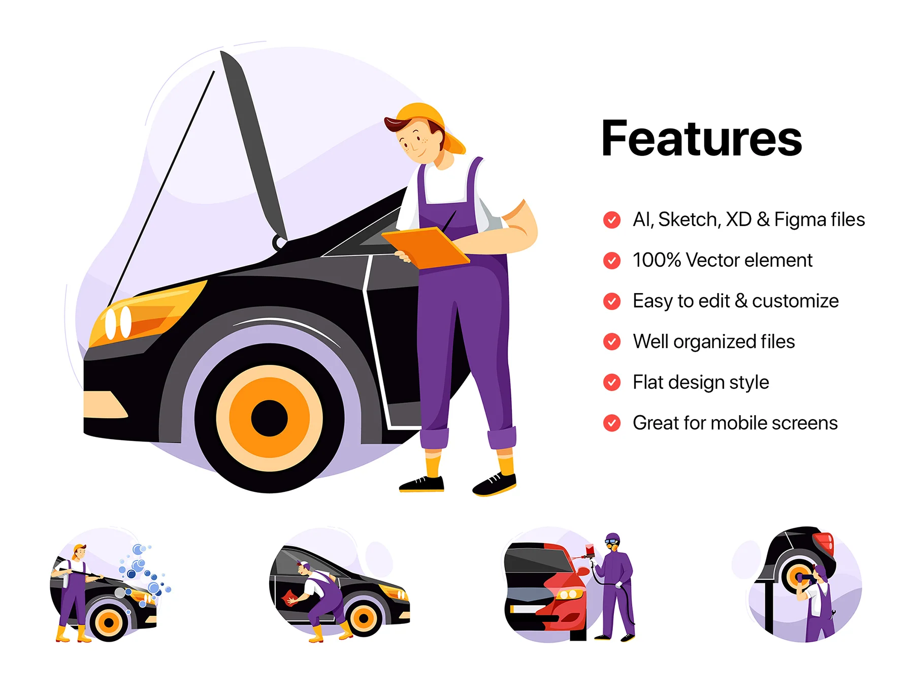 M48_Car Service Vector Scenes 2