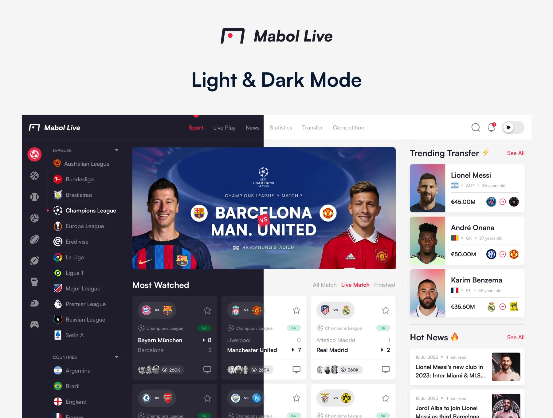 Mabol - Sports Live Dashboard UI Kit 5