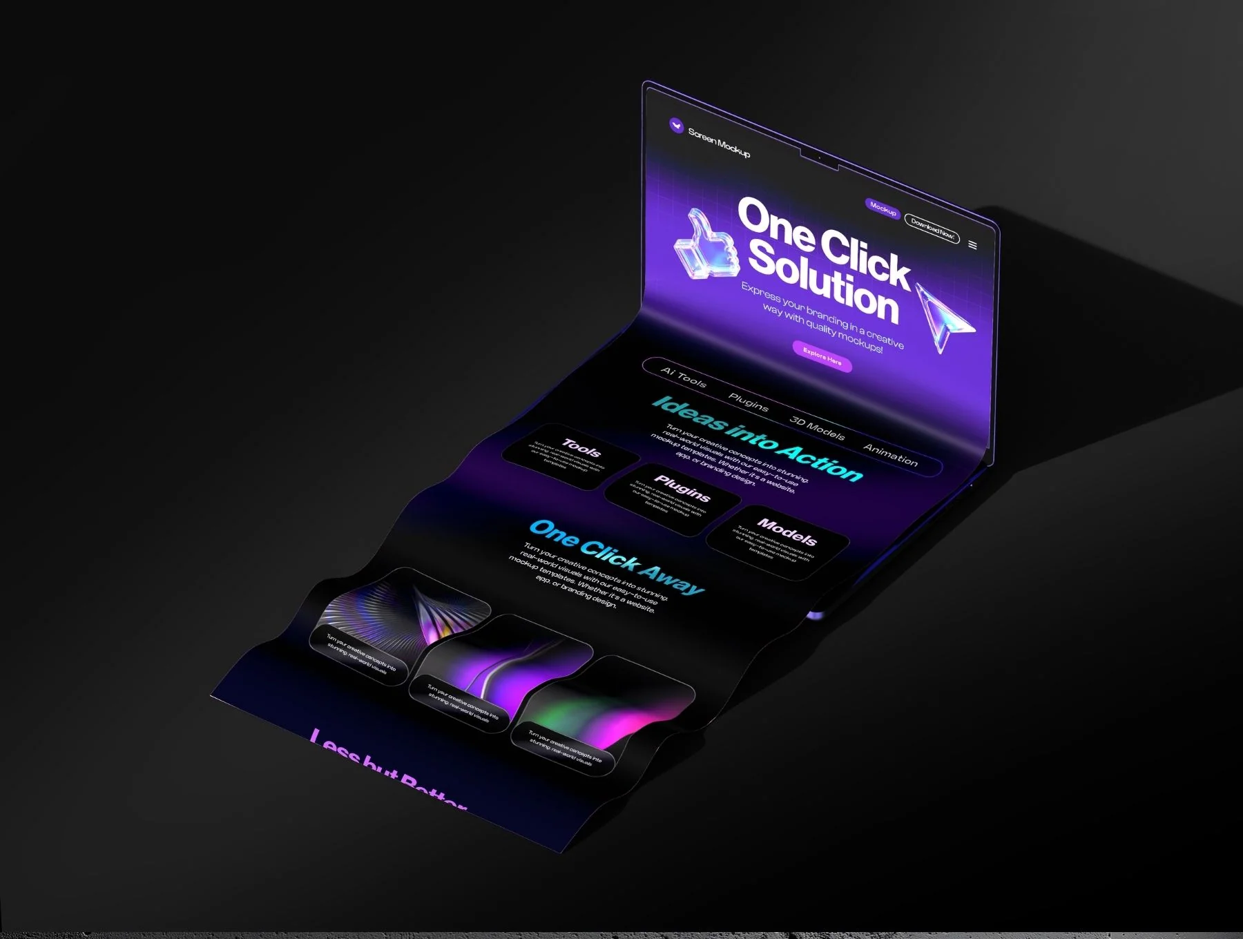 Macbook Long Scroll Extended Screen Mockup Set - 03 Dark Scene 3