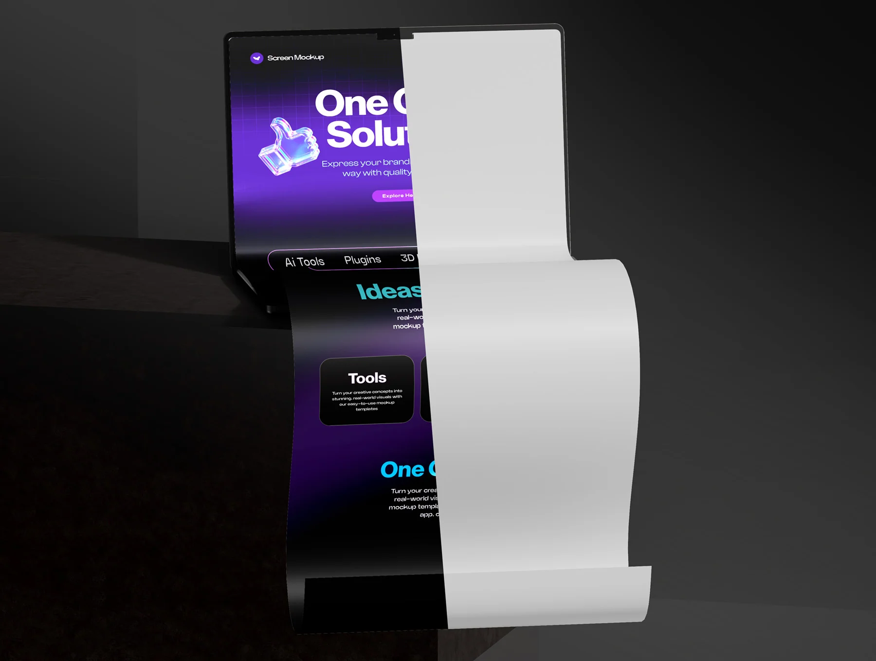 Macbook Long Scroll Extended Screen Mockup Set - 03 Dark Scene 4