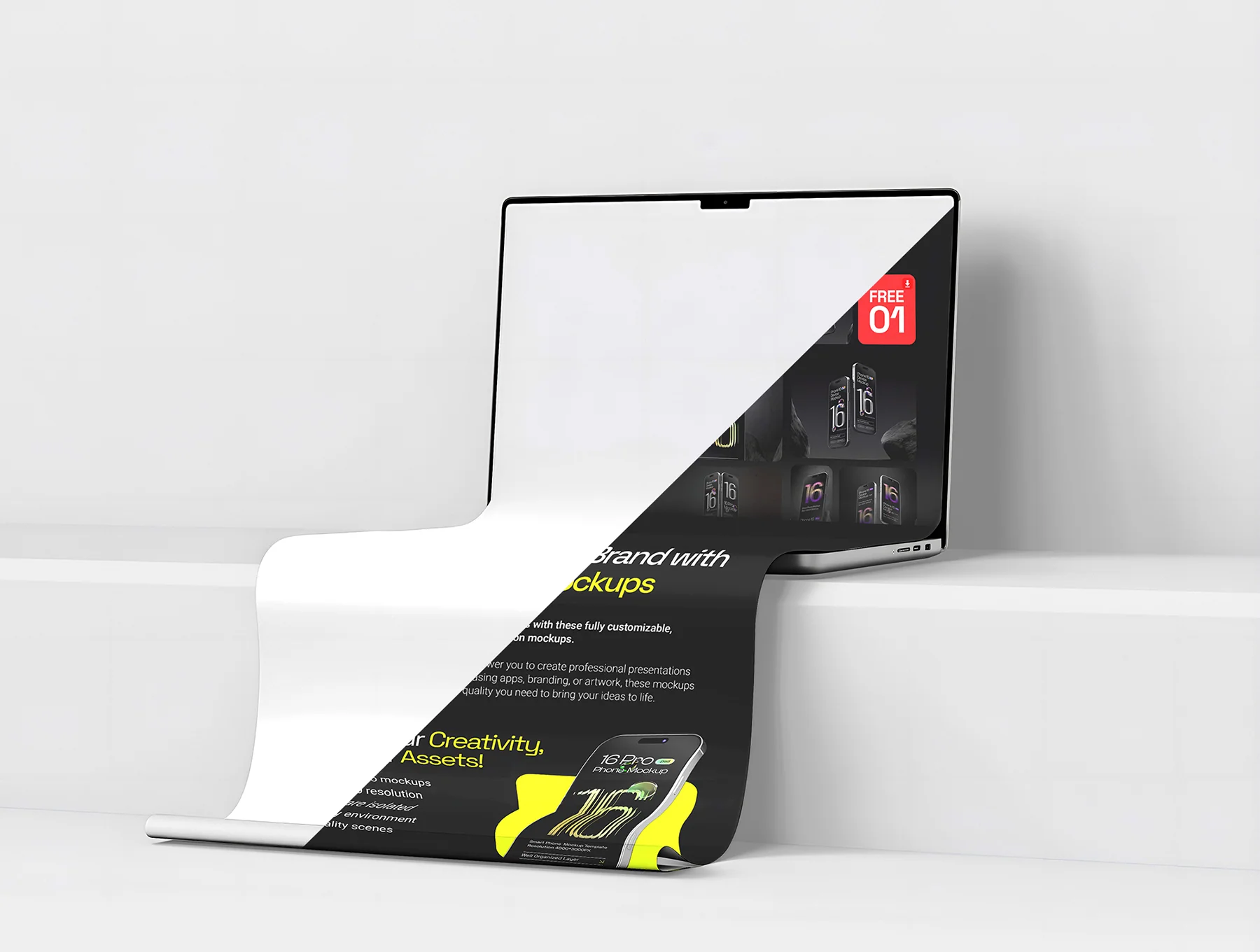 Macbook Long Scroll Extended Screen Mockup Set - 03 Scene 6