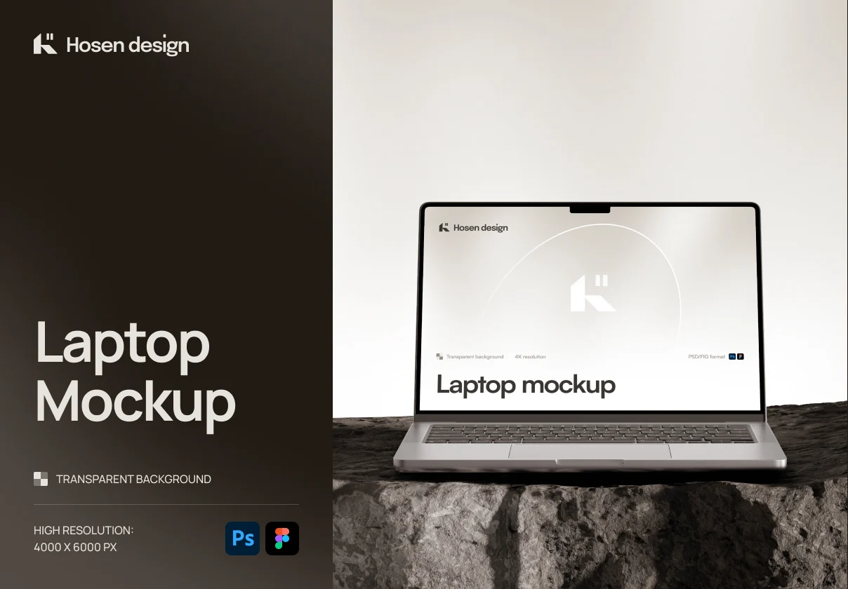 Laptop Mockup — Stone Scene