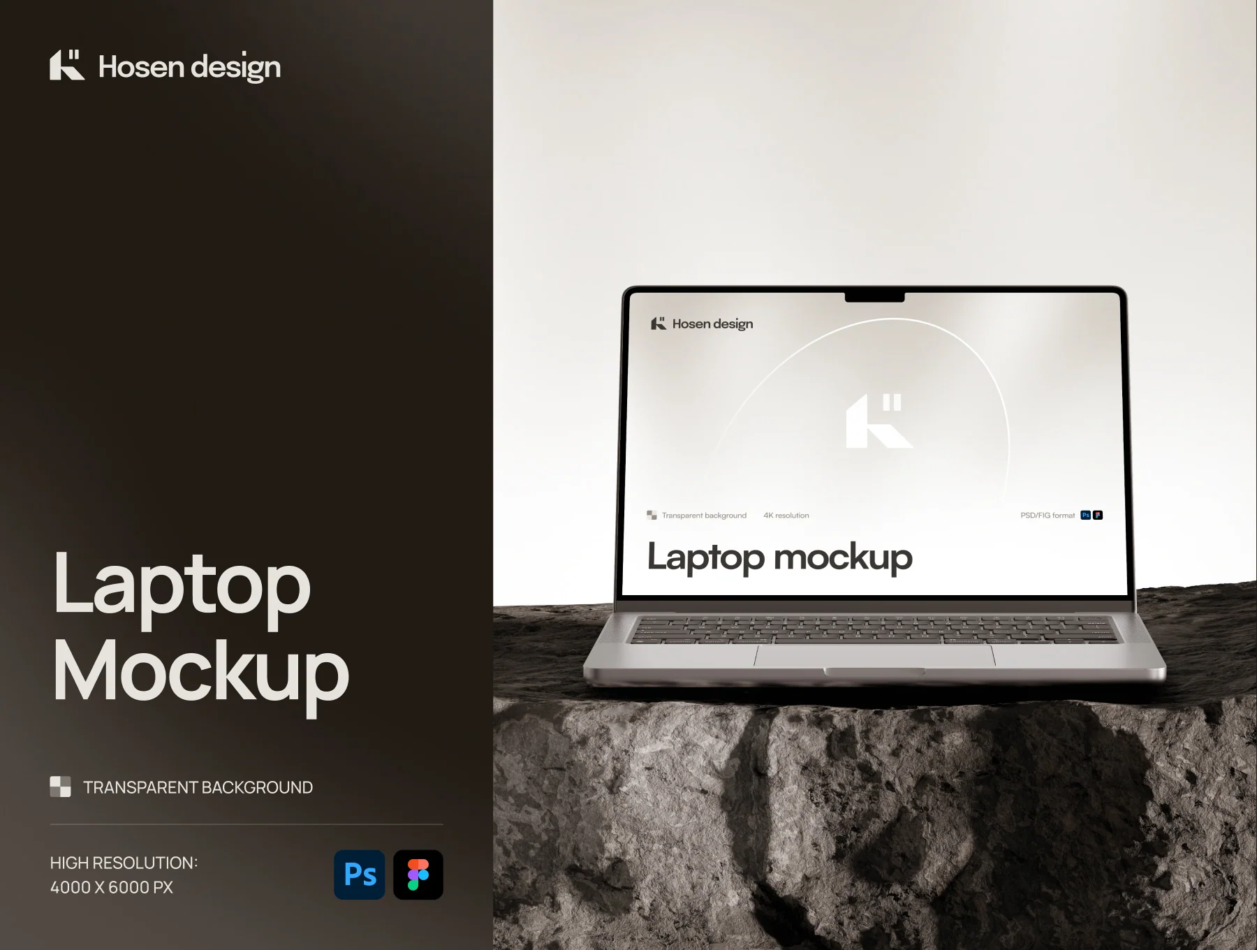 Laptop Mockup — Stone Scene